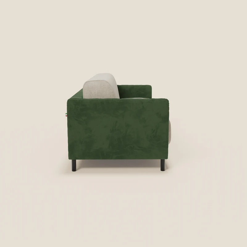 Narciso canapé convertible design avec matelas H18 cm, bicolor, structure en microfibre antitache et revêtement en élégant tissu imperméable T06 vert - crème