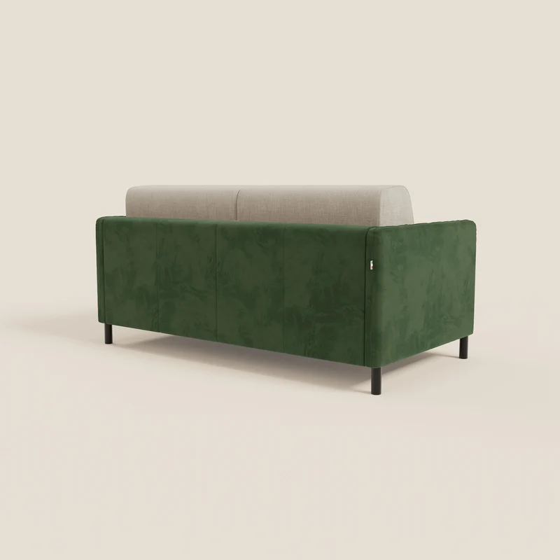Narciso canapé convertible design avec matelas H18 cm, bicolor, structure en microfibre antitache et revêtement en élégant tissu imperméable T06 vert - crème
