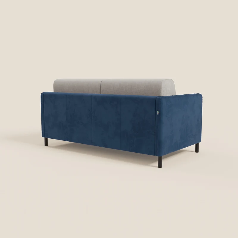 Narciso canapé convertible design avec matelas H18 cm, bicolor, structure en microfibre antitache et revêtement en élégant tissu imperméable T06 bleu - gris clair