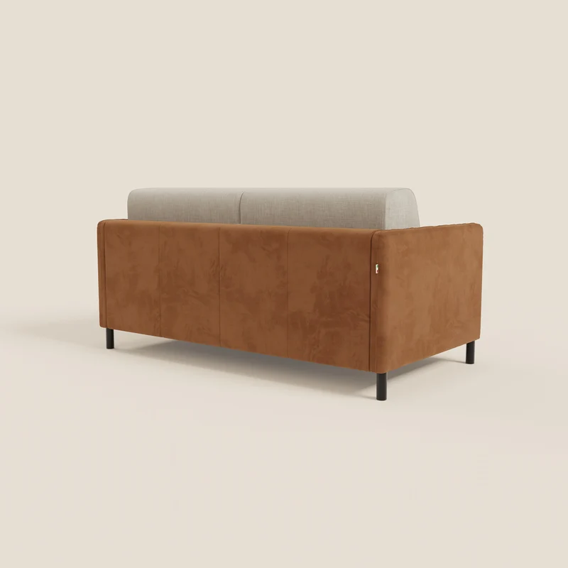 Narciso canapé convertible design avec matelas H18 cm, bicolor, structure en microfibre antitache et revêtement en élégant tissu imperméable T06 cuir - crème