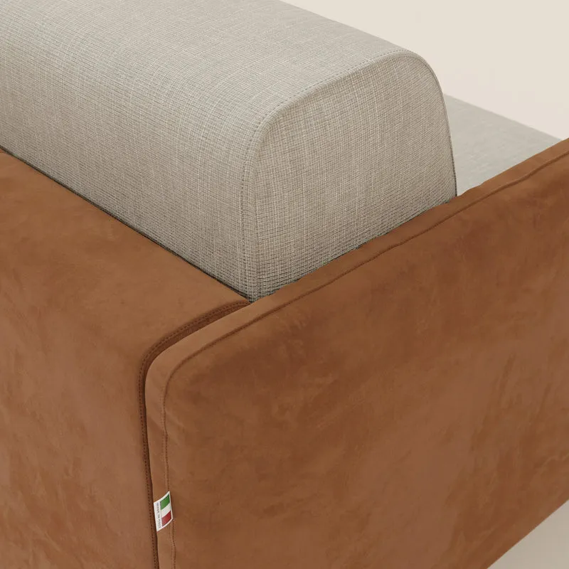 Narciso canapé convertible design avec matelas H18 cm, bicolor, structure en microfibre antitache et revêtement en élégant tissu imperméable T06 cuir - crème
