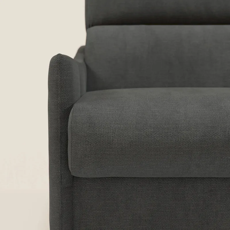 Loto Canapé d'angle convertible avec chaise longue coffre, têtières et matelas H 18 cm en tissu doux imperméable T14 anthracite