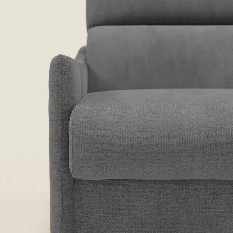 Loto Canapé d'angle convertible avec chaise longue coffre, têtières et matelas H 18 cm en tissu doux imperméable T14 gris