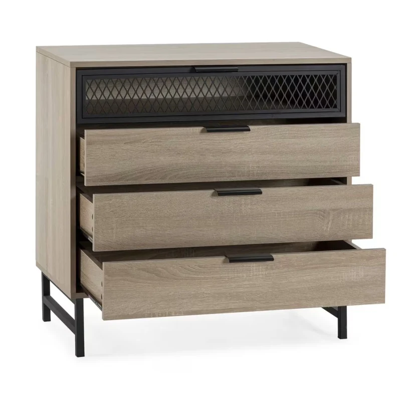 Commode Hera 3 tiroirs et 1 porte coloris bois