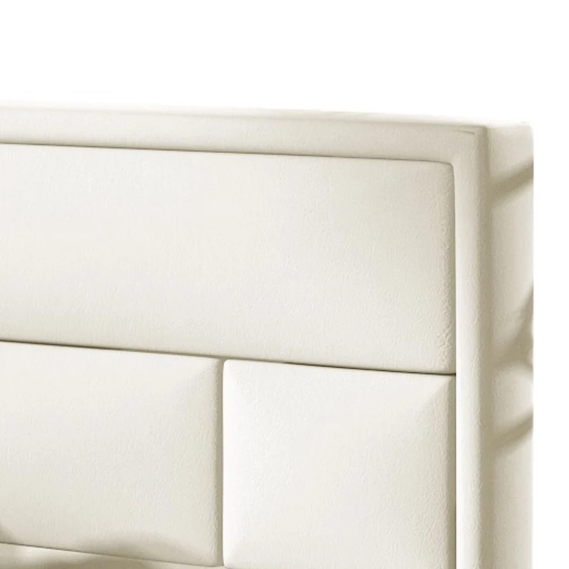 Lit avec sommier LES TENDANCES Lenzo en simili cuir Beige 200x200cm