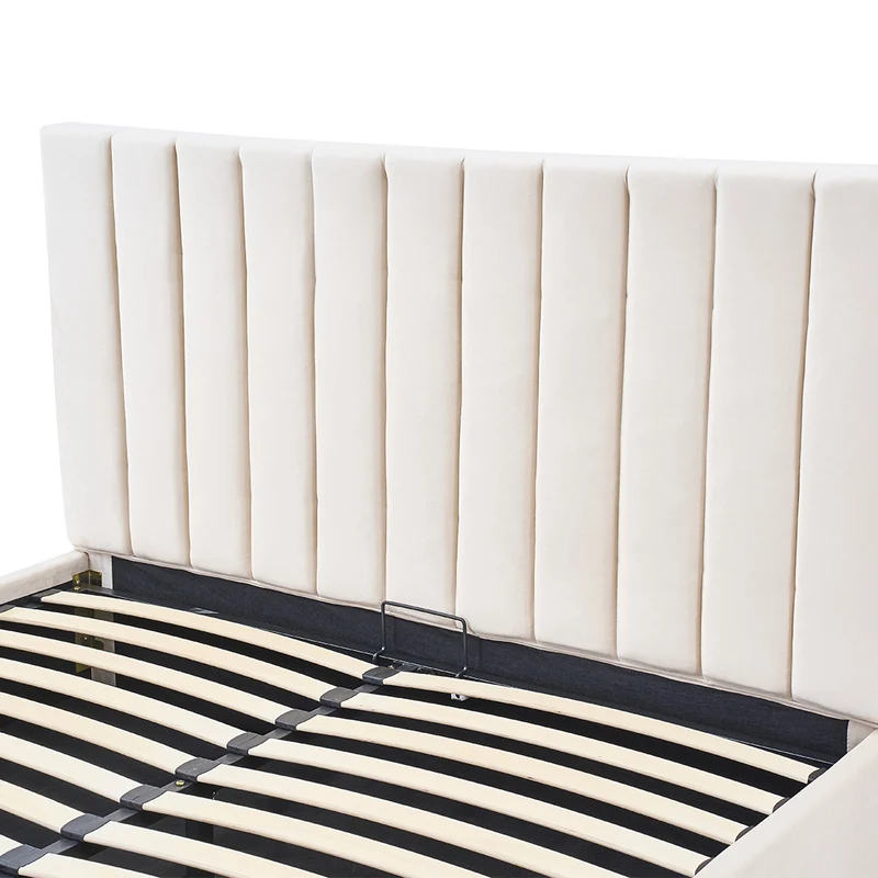 Lit coffre Giulia en velours beige