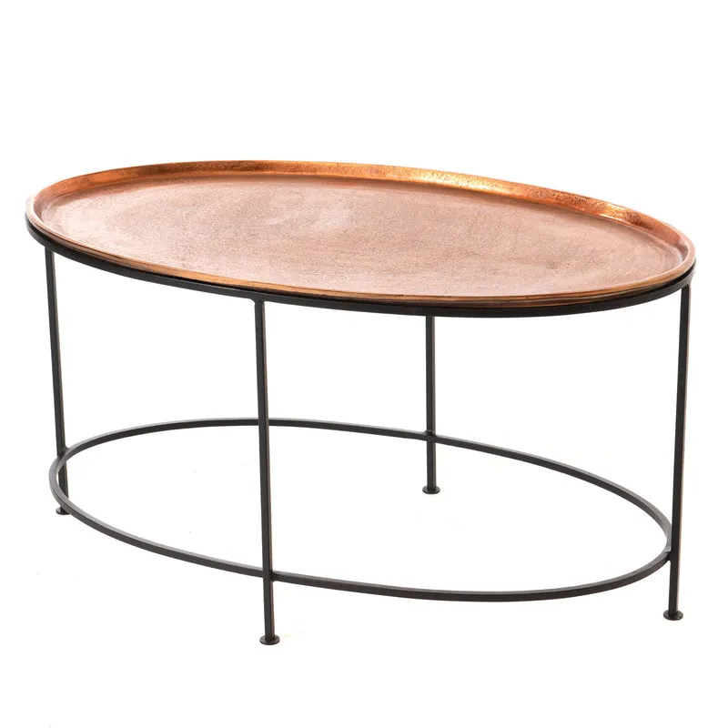 Table basse ovale cuivre