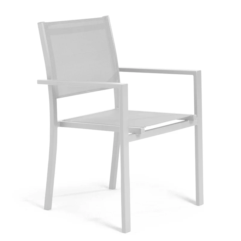 Lot de 4 fauteuils de jardin Oviala en aluminium et textilène avec accoudoirs