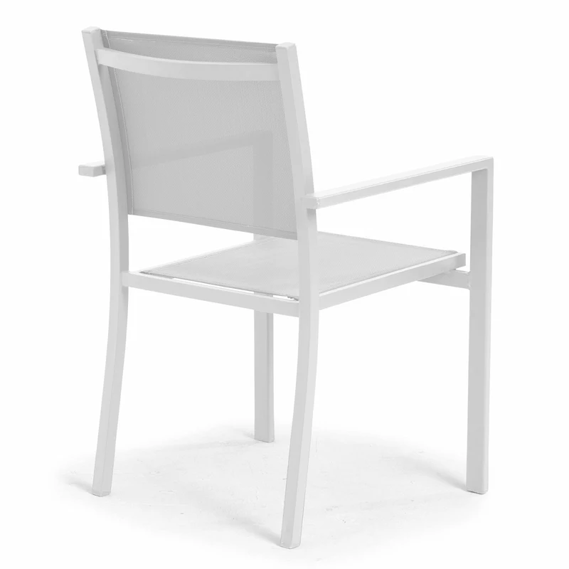Lot de 4 fauteuils de jardin Oviala en aluminium et textilène avec accoudoirs