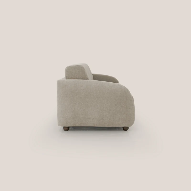 Giglio canapé convertible Japandi avec matelas H 18cm en bouclette imperméable T07 beige