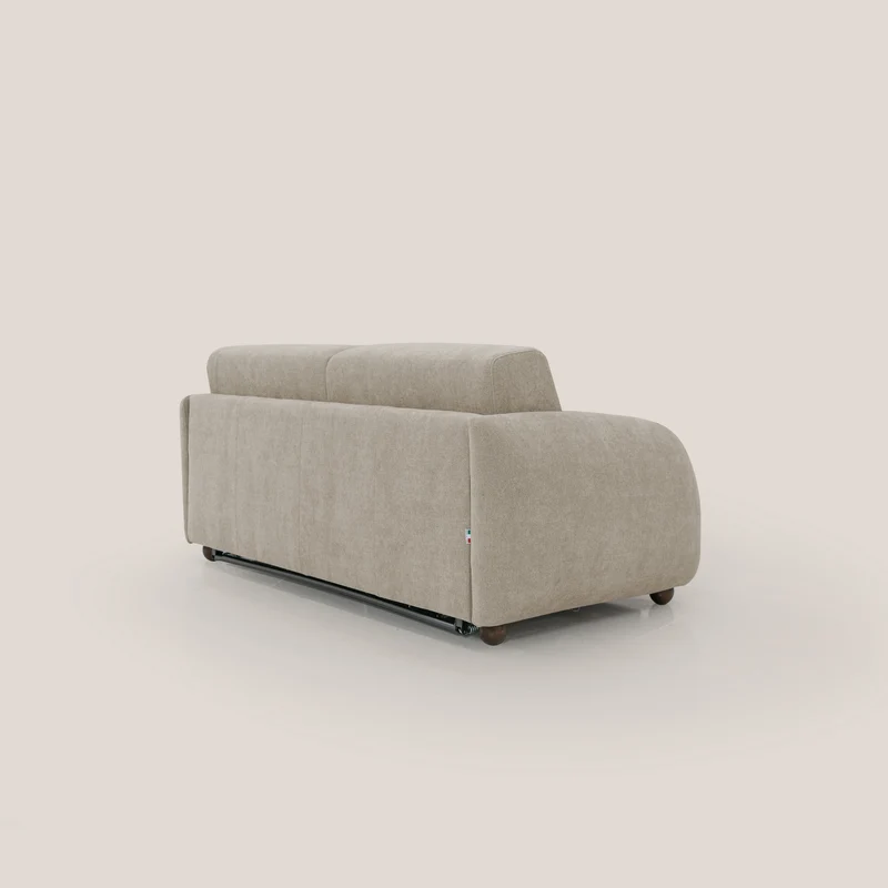 Giglio canapé convertible Japandi avec matelas H 18cm en bouclette imperméable T07 beige