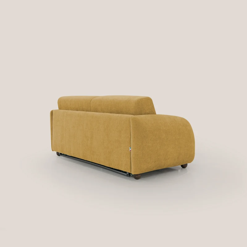 Giglio canapé convertible Japandi avec matelas H 18cm en bouclette imperméable T07 jaune