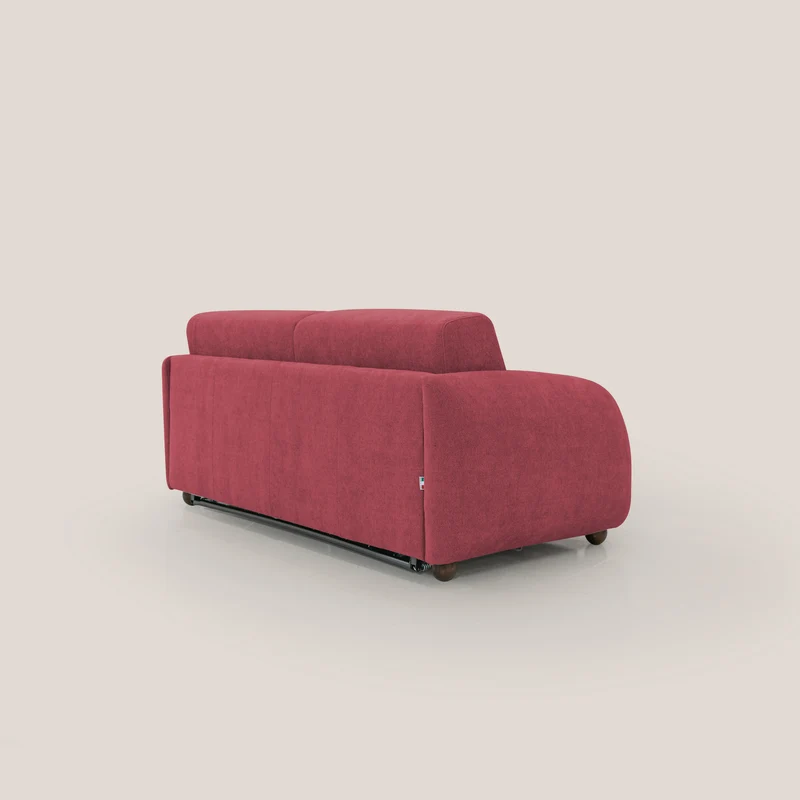 Giglio canapé convertible Japandi avec matelas H 18cm en bouclette imperméable T07 rouge