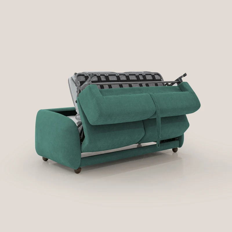 Giglio canapé convertible Japandi avec matelas H 18cm en bouclette imperméable T07 vert