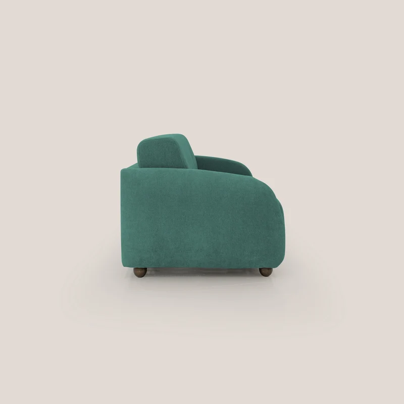 Giglio canapé convertible Japandi avec matelas H 18cm en bouclette imperméable T07 vert