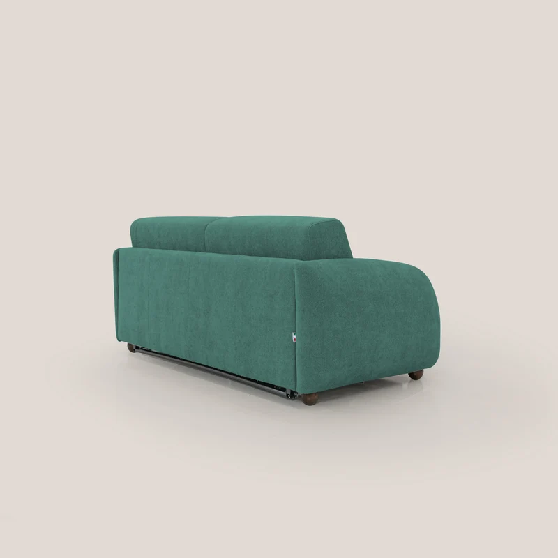 Giglio canapé convertible Japandi avec matelas H 18cm en bouclette imperméable T07 vert