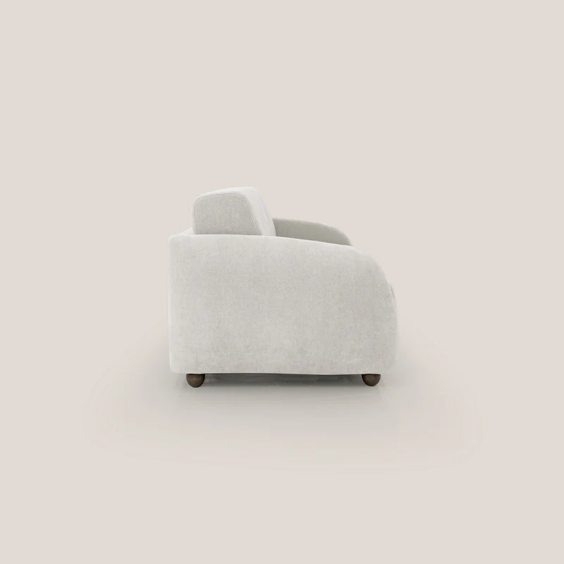 Giglio canapé convertible Japandi avec matelas H 18cm en bouclette imperméable T07 blanc