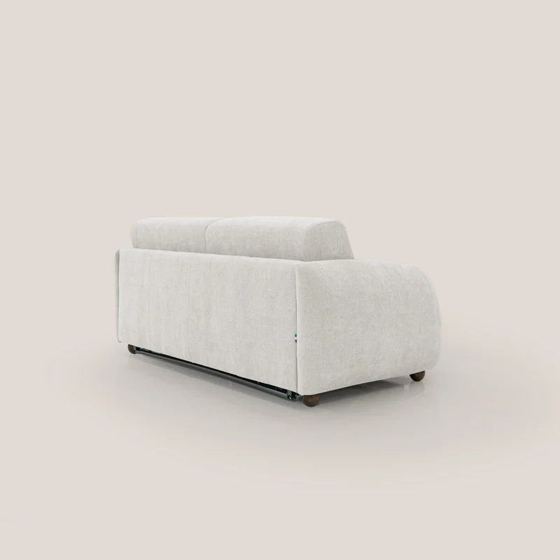 Giglio canapé convertible Japandi avec matelas H 18cm en bouclette imperméable T07 blanc