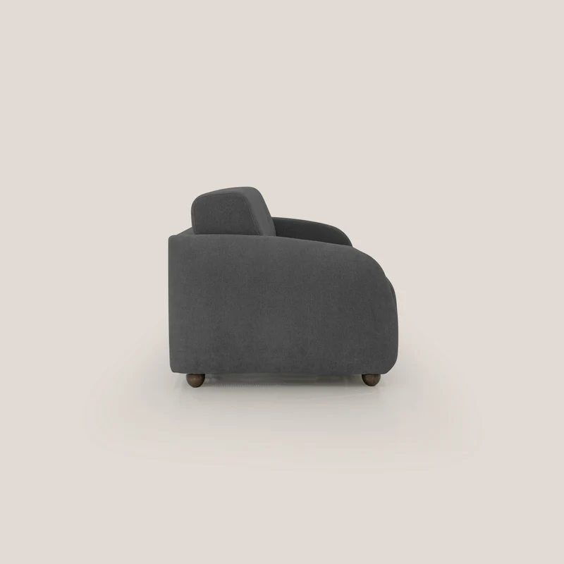 Giglio canapé convertible Japandi avec matelas H 18cm en bouclette imperméable T07 anthracite