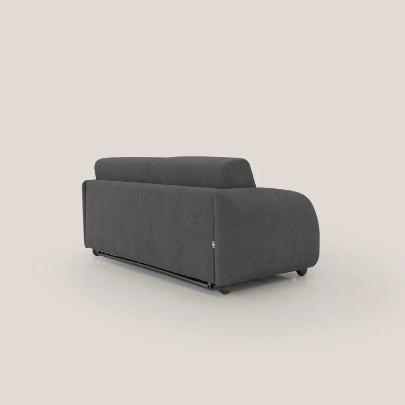 Giglio canapé convertible Japandi avec matelas H 18cm en bouclette imperméable T07 anthracite