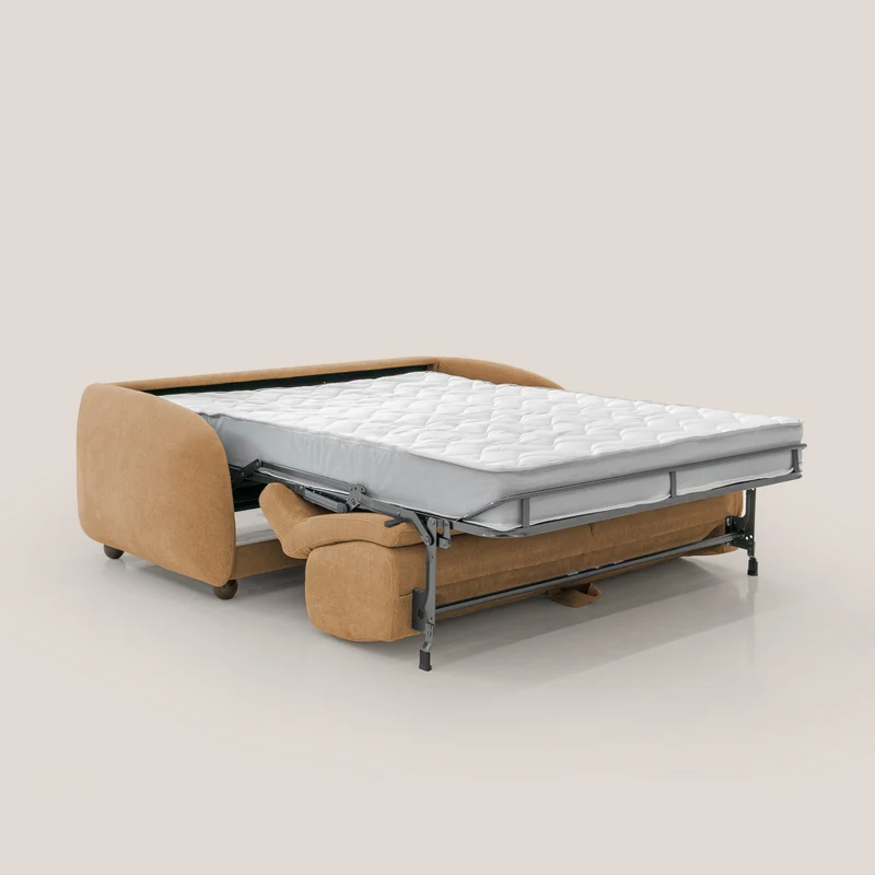 Giglio canapé convertible Japandi avec matelas H 18cm en bouclette imperméable T07 orange