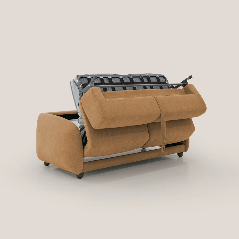 Giglio canapé convertible Japandi avec matelas H 18cm en bouclette imperméable T07 orange