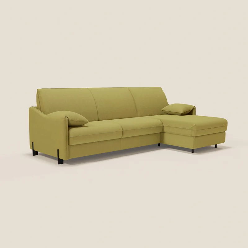Primula Canapé convertible d'angle avec matelas H18 cm et chaise longue coffre en tissu détachable T05 jaune