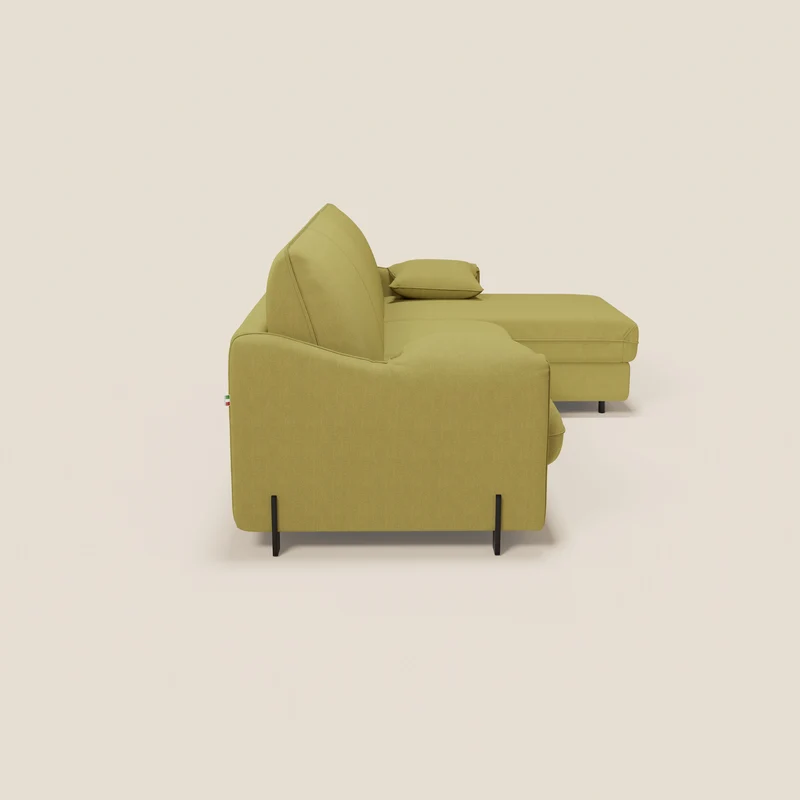 Primula Canapé convertible d'angle avec matelas H18 cm et chaise longue coffre en tissu détachable T05 jaune