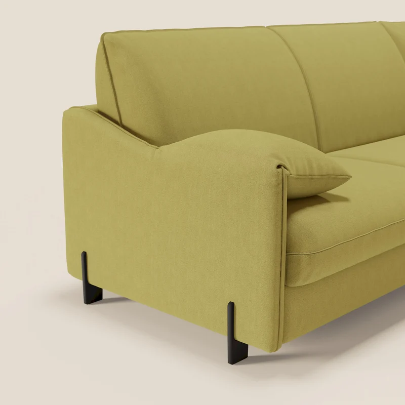 Primula Canapé convertible d'angle avec matelas H18 cm et chaise longue coffre en tissu détachable T05 jaune