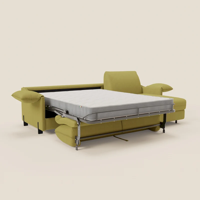 Primula Canapé convertible d'angle avec matelas H18 cm et chaise longue coffre en tissu détachable T05 jaune