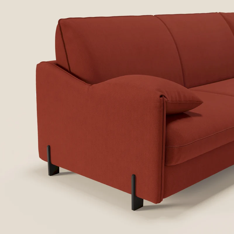 Primula Canapé convertible d'angle avec matelas H18 cm et chaise longue coffre en tissu détachable T05 rouge