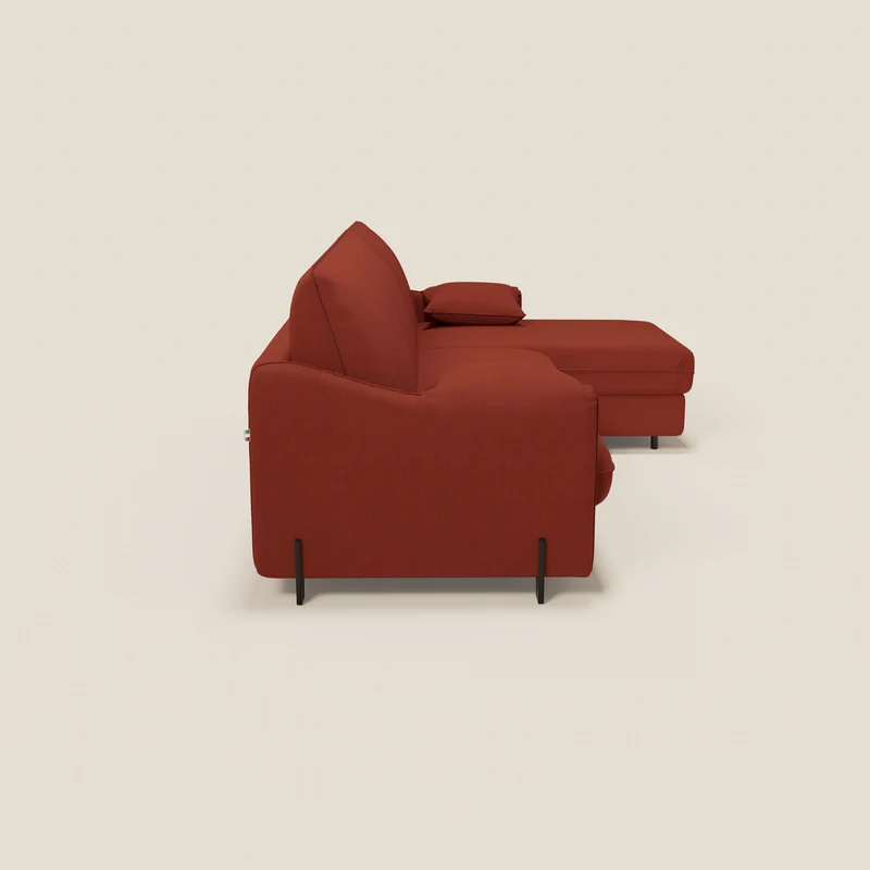 Primula Canapé convertible d'angle avec matelas H18 cm et chaise longue coffre en tissu détachable T05 rouge