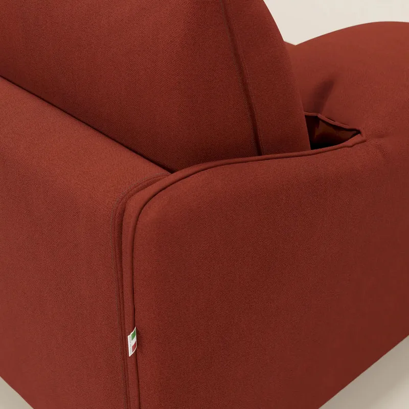 Primula Canapé convertible d'angle avec matelas H18 cm et chaise longue coffre en tissu détachable T05 rouge