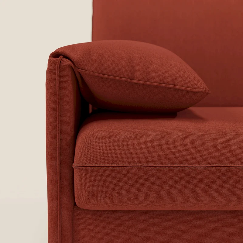 Primula Canapé convertible d'angle avec matelas H18 cm et chaise longue coffre en tissu détachable T05 rouge