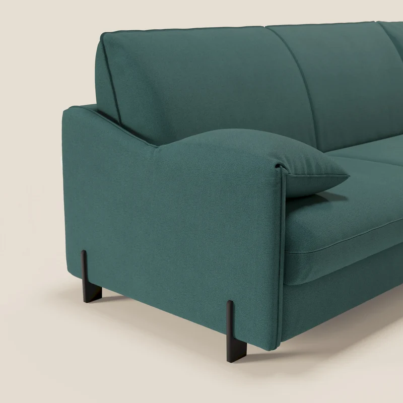 Primula Canapé convertible d'angle avec matelas H18 cm et chaise longue coffre en tissu détachable T05 vert