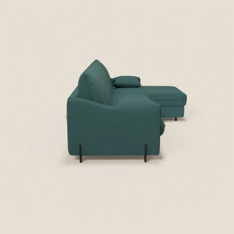 Primula Canapé convertible d'angle avec matelas H18 cm et chaise longue coffre en tissu détachable T05 vert