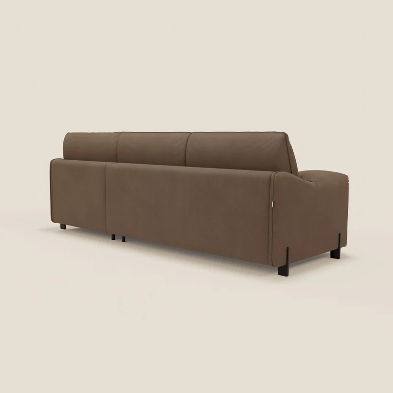 Primula Canapé convertible d'angle avec matelas H18 cm et chaise longue coffre en tissu détachable T05 marron