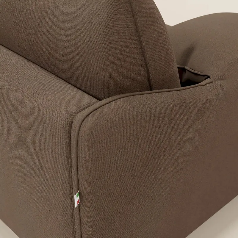 Primula Canapé convertible d'angle avec matelas H18 cm et chaise longue coffre en tissu détachable T05 marron