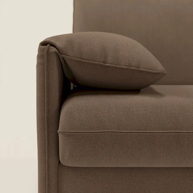 Primula Canapé convertible d'angle avec matelas H18 cm et chaise longue coffre en tissu détachable T05 marron