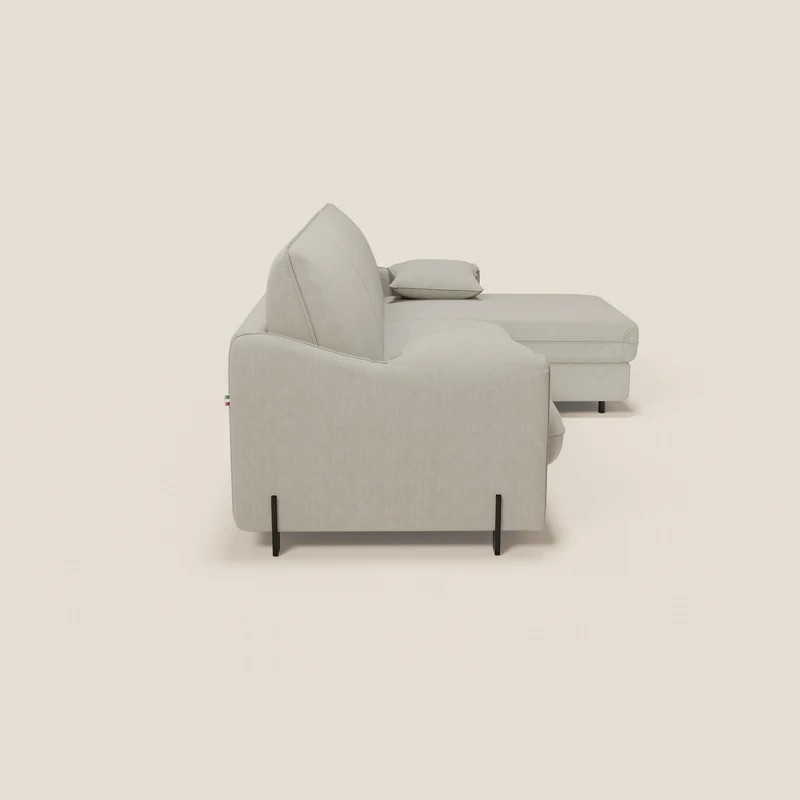 Primula Canapé convertible d'angle avec matelas H18 cm et chaise longue coffre en tissu détachable T05 crème