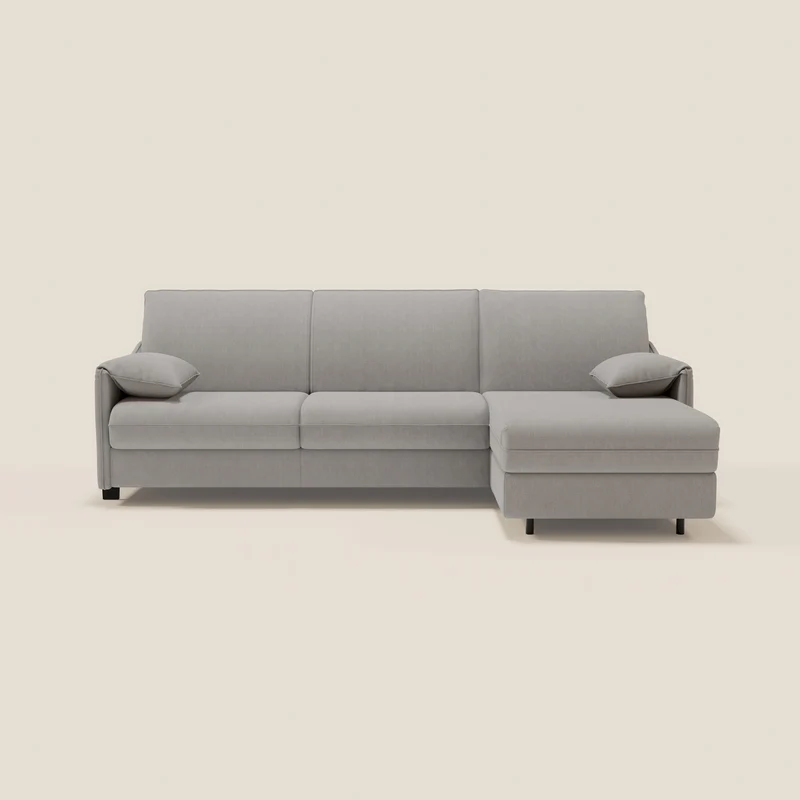 Primula Canapé convertible d'angle avec matelas H18 cm et chaise longue coffre en tissu détachable T05 gris