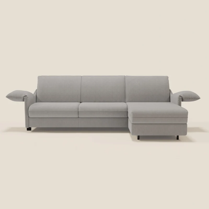 Primula Canapé convertible d'angle avec matelas H18 cm et chaise longue coffre en tissu détachable T05 gris