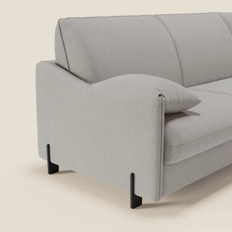 Primula Canapé convertible d'angle avec matelas H18 cm et chaise longue coffre en tissu détachable T05 gris