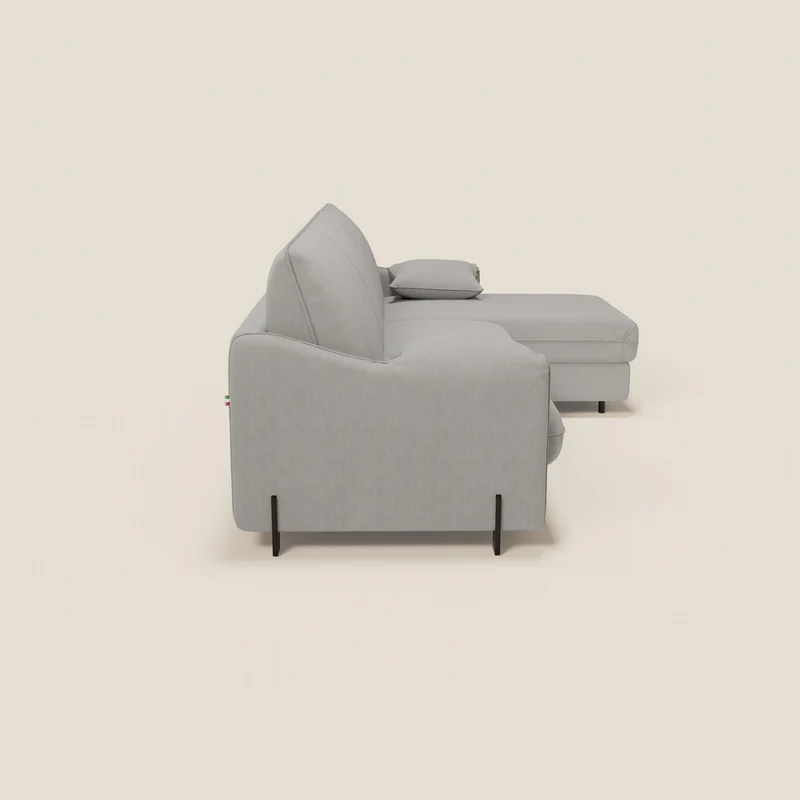 Primula Canapé convertible d'angle avec matelas H18 cm et chaise longue coffre en tissu détachable T05 gris