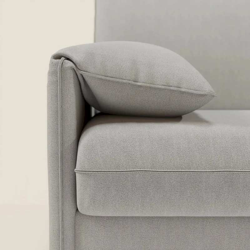 Primula Canapé convertible d'angle avec matelas H18 cm et chaise longue coffre en tissu détachable T05 gris