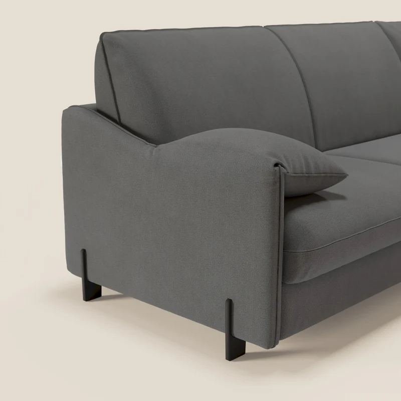 Primula Canapé convertible d'angle avec matelas H18 cm et chaise longue coffre en tissu détachable T05 anthracite