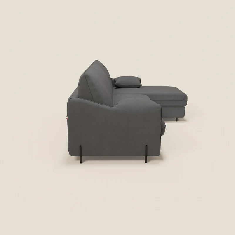 Primula Canapé convertible d'angle avec matelas H18 cm et chaise longue coffre en tissu détachable T05 anthracite