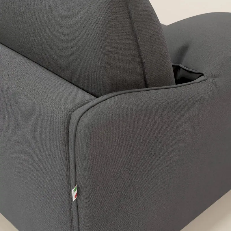 Primula Canapé convertible d'angle avec matelas H18 cm et chaise longue coffre en tissu détachable T05 anthracite