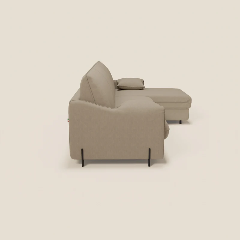 Primula Canapé convertible d'angle avec matelas H18 cm et chaise longue coffre en tissu détachable T05 beige