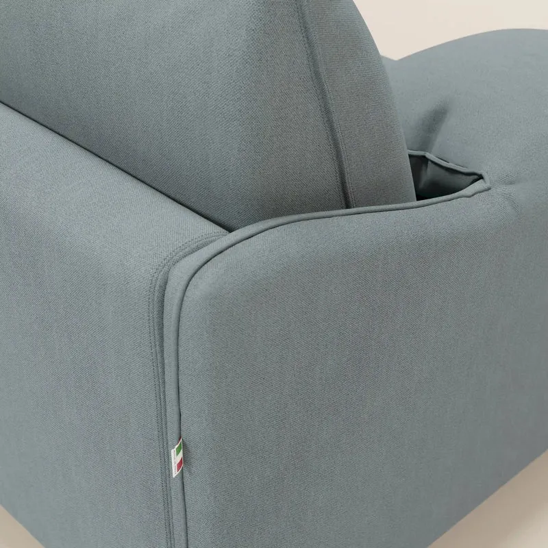 Primula Canapé convertible d'angle avec matelas H18 cm et chaise longue coffre en tissu détachable T05 bleu pastel